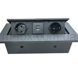 Освітлення Подовжувач M-fox, прямий (2 розетки, 2*USB або USB+TYPE-C), чорний