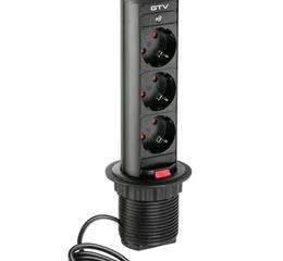 Освітлення Подовжувач GTV D60 3 розетки SCHUKO провід 1,5м Чорний