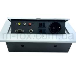Освітлення Подовжувач M-fox, прямий (розетка, телефон, інтернет, VGA, аудіо-відео, мікрофон), сріблястий