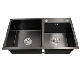 Мийка кухонна нержавійка Platinum Handmade  78*43/230 2 чаші HANDMADE чорна