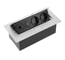 Освітлення Подовжувач GTV SCHUKO 2 розетки, USB, HDMI 2  інтернет-вихід, алюміній А