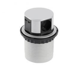 Освітлення Подовжувач GTV COMFORT D100 мм, 3 розетки, 2USB, 2.4A, провід 1,5 м, алюміній