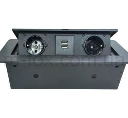 Освітлення Подовжувач M-fox, скруглений, чорний (2 розетки, 2*USB або USB+TYPE-C)
