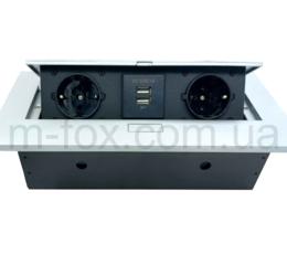 Освітлення Подовжувач M-fox, прямий (2 розетки,2*USB або USB+TYPE-C), сріблястий