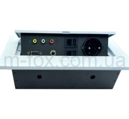 Освітлення Подовжувач M-fox, прямий (розетка, телефон, інтернет, VGA, аудіо-відео, мікрофон), білий